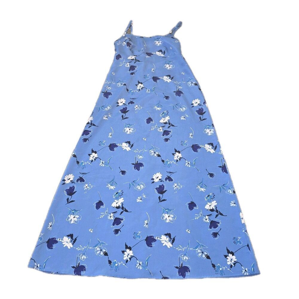 NO BOUNDARIES SzM True Y2K Vintage Floral Slip Maxi Dress Fairy Whimsy 90s Blue